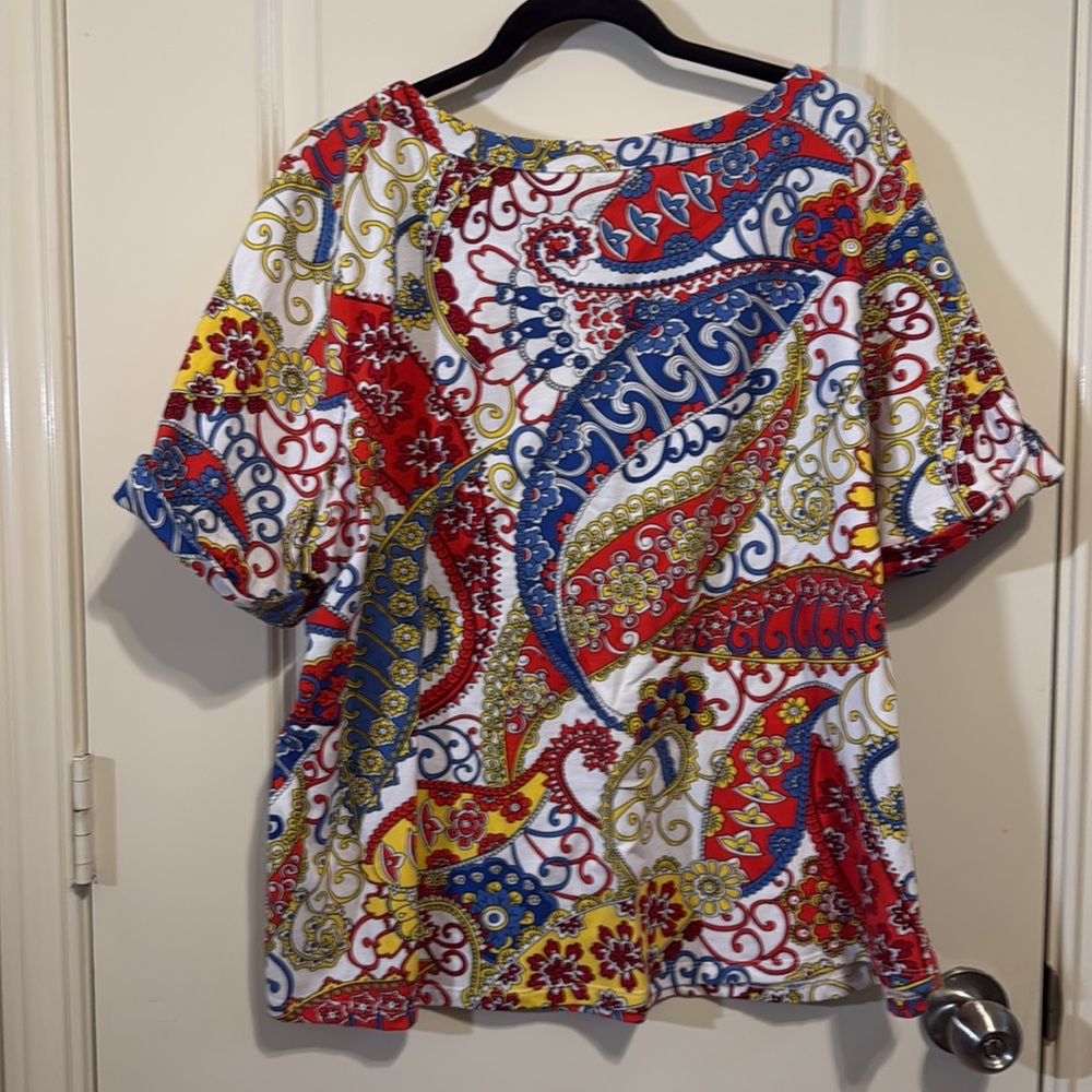 Talbots paisley print scoop neck petite plus size top - Picture 3 of 5